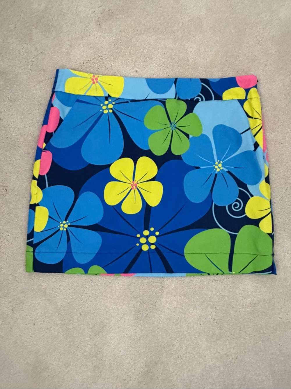 Loudmouth Tropical Floral Mini Skirt in Blue, Yellow & Green Size 12 - Bx2